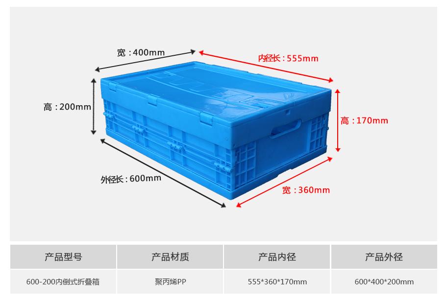 軒盛塑業(yè)600-200塑料內(nèi)倒式折疊周轉(zhuǎn)箱